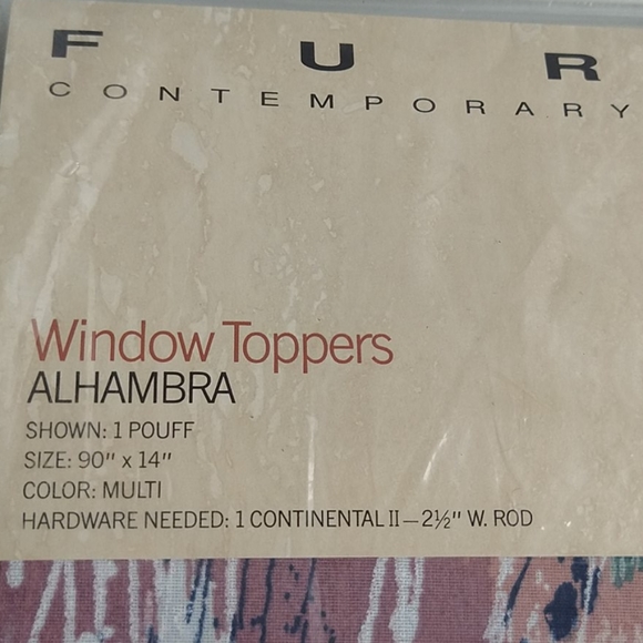 2 Window Toppers 90" x 14" Alhambra by Furio NEW - Picture 3 of 7